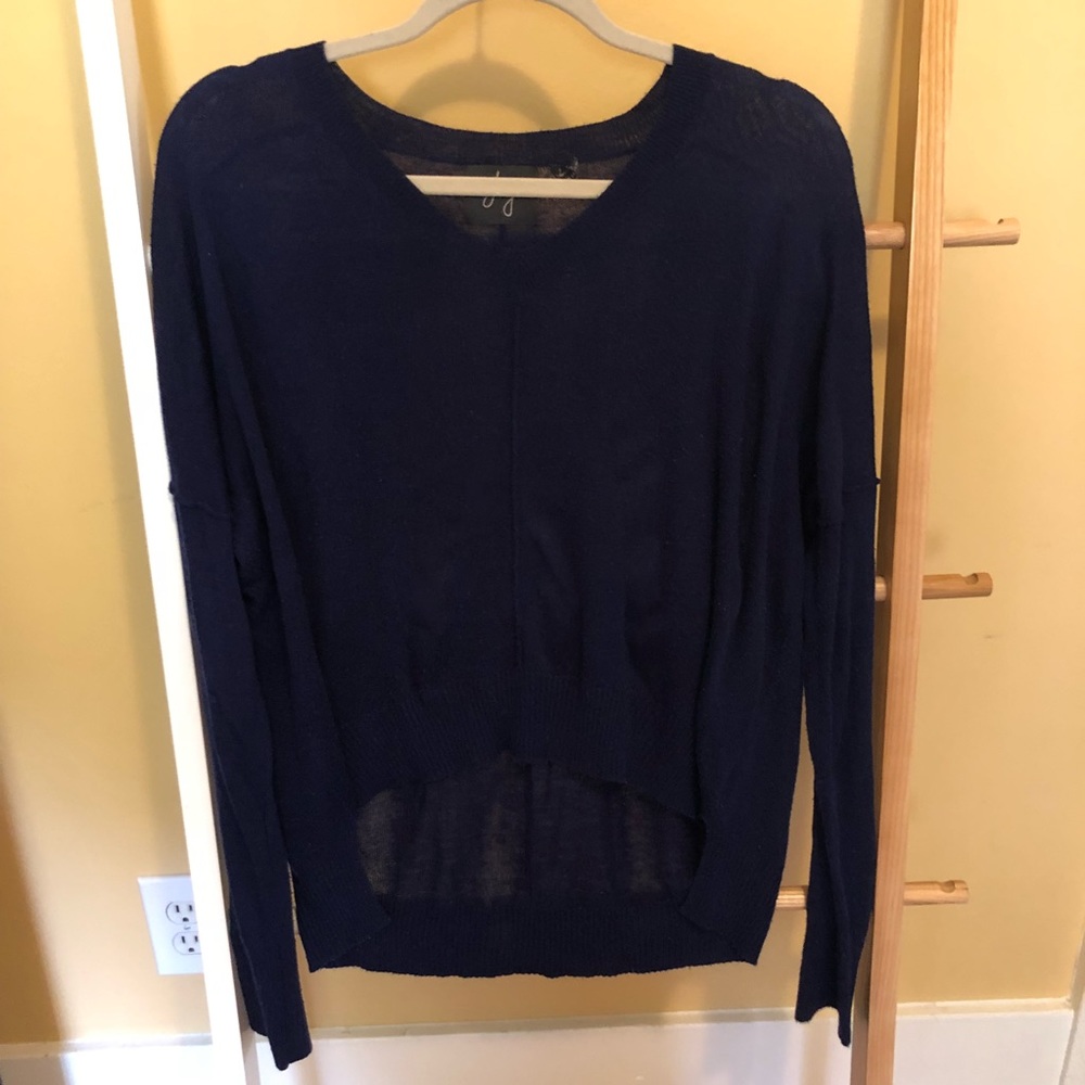 Navy blue J&J V neck cropped sweater